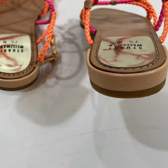 Stuart Weitzman Sandals 7.5 Strappy Colorful Gladiator Sandal Leather - Picture 7 of 10